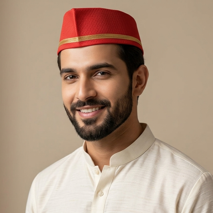 Royal Blue Yeola Paithani Topi — Front View