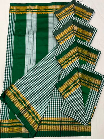 Checks Irkal Saree in Art Soft Silk with Contrast Blouse