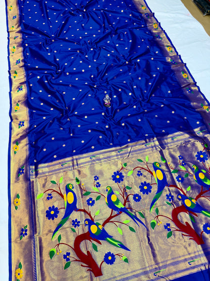 Radhika parrot Pallu Paithani Saree