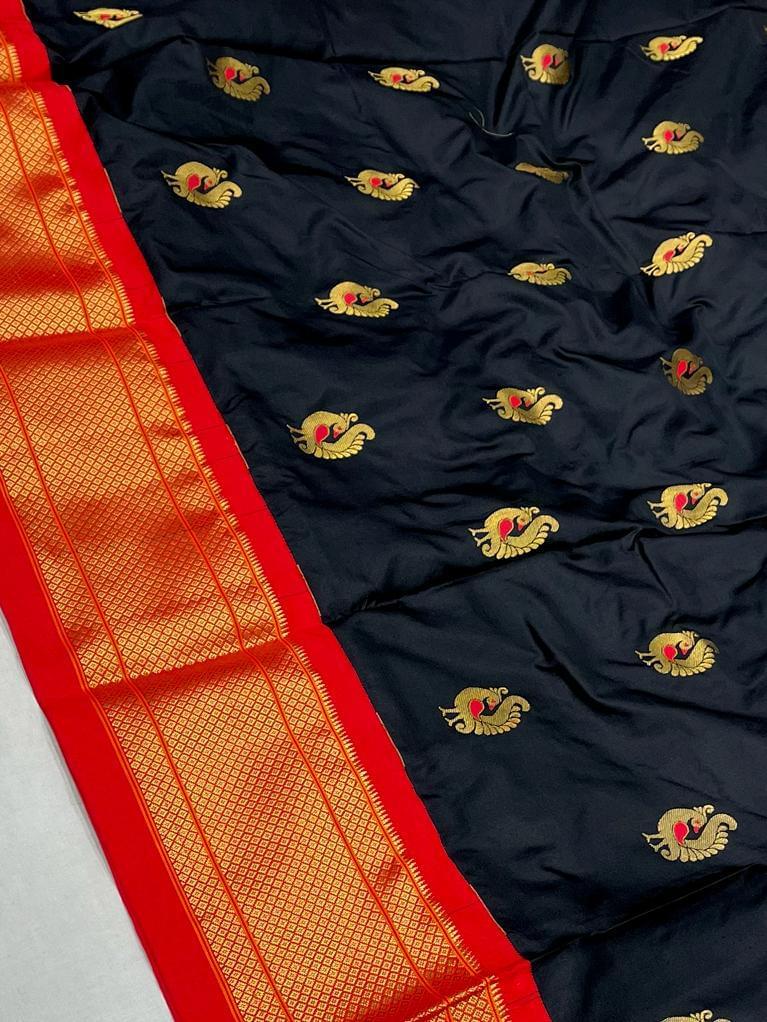 Black Saree | Pure Silk Paithani Saree