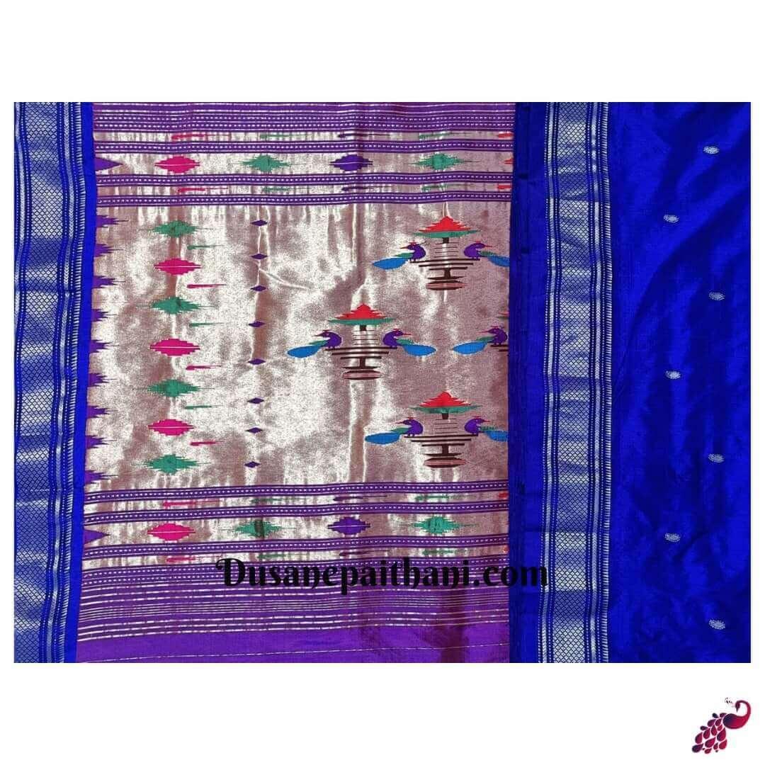 Blue Double Pallu Pure Silk Habdloom Paithani