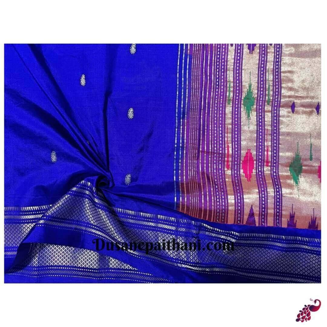 Blue Double Pallu Pure Silk Habdloom Paithani