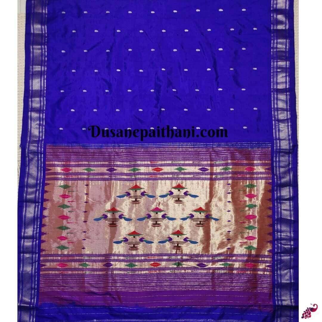 Blue Double Pallu Pure Silk Habdloom Paithani