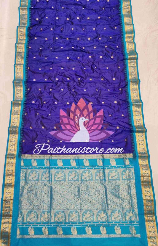 Blue Gadwal Paithani - Paithanistore