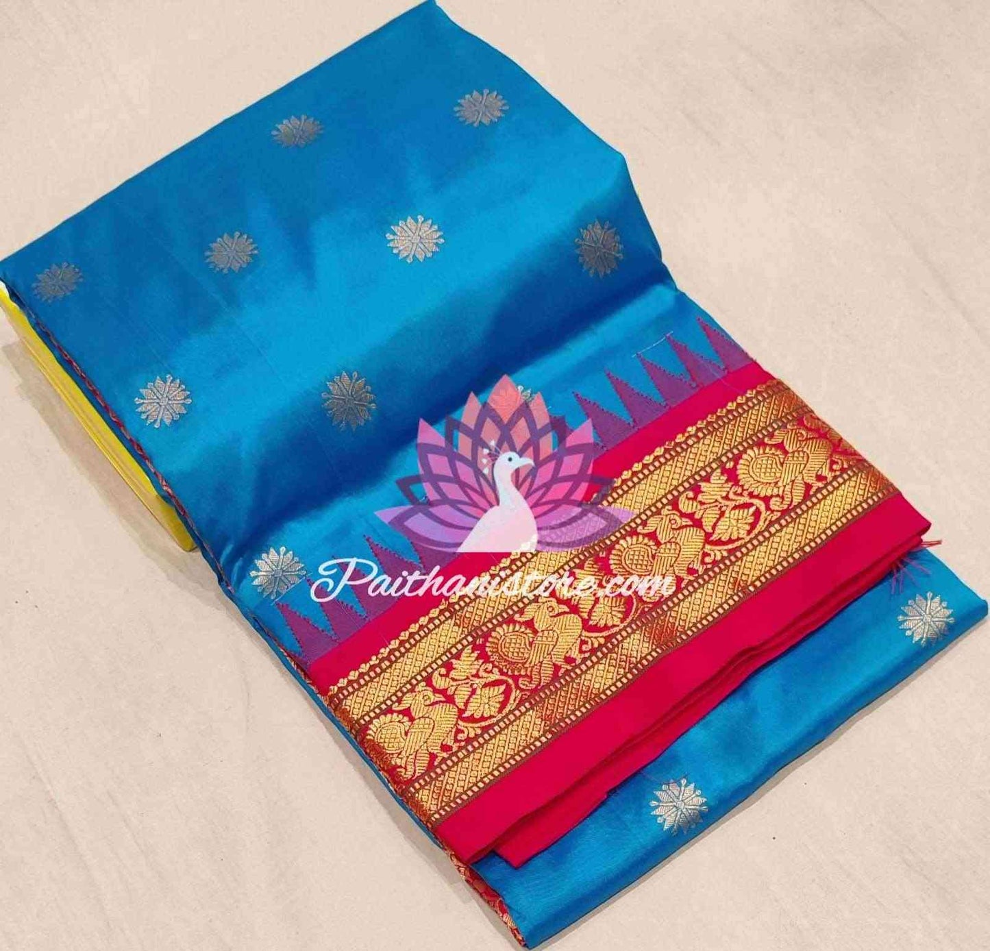 Blue Yeoal Paithani Wedding Gadwal Silk Saree