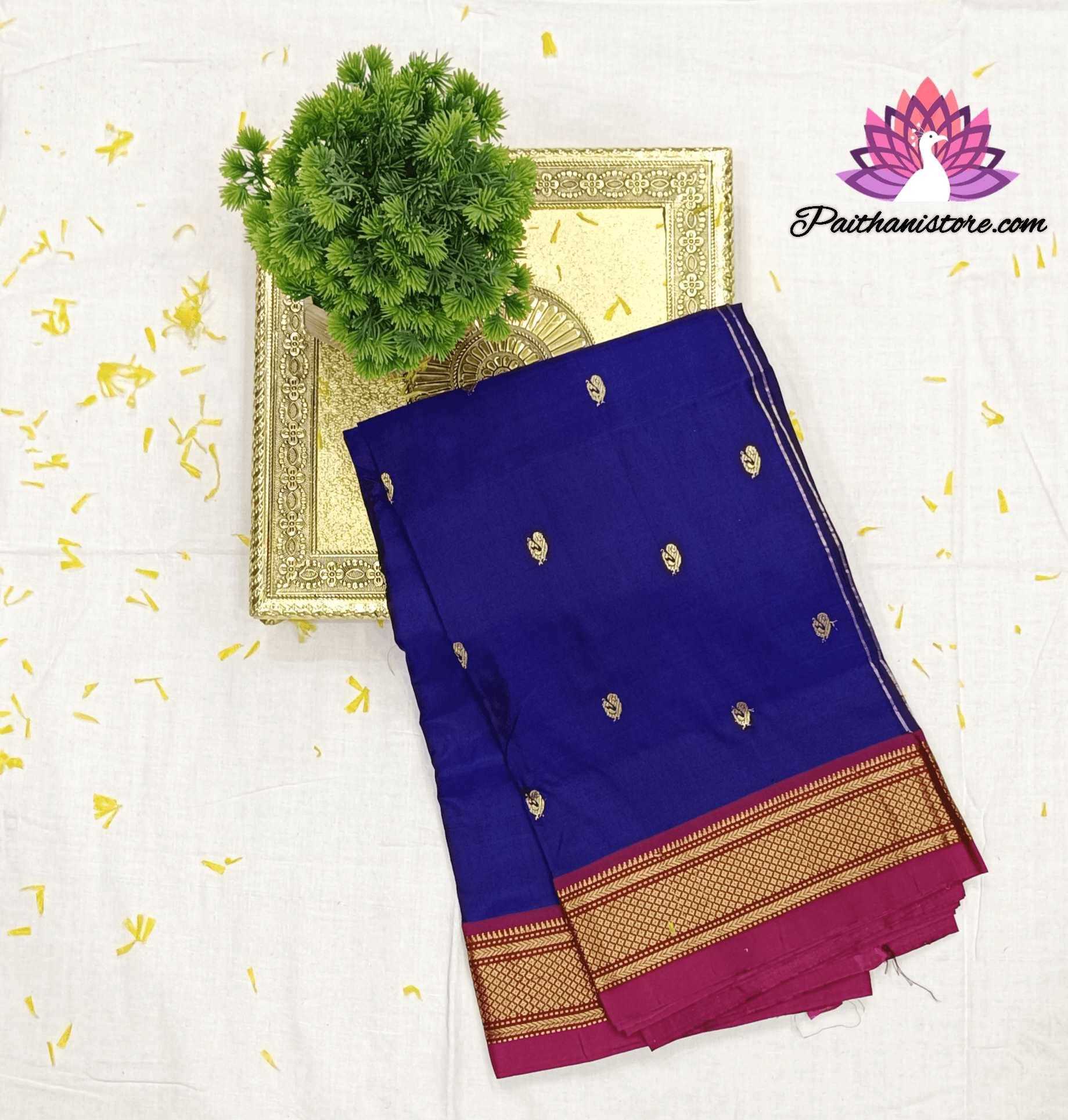 Prodigal Navy Blue Paithani Silk Saree With Surpassing Blous