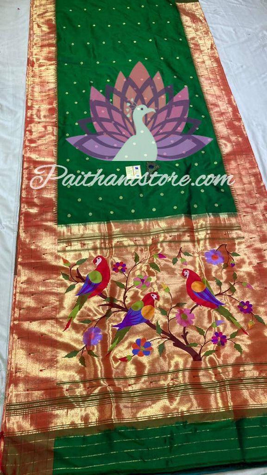 Exclusive Triple Muniya Border Handloom Pure Silk Paithani