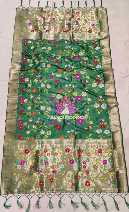 Green Paithani Dupatta - Allover Zari Dupatta