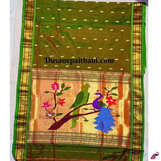 Green Pure Silk Handloom Paithani Saree