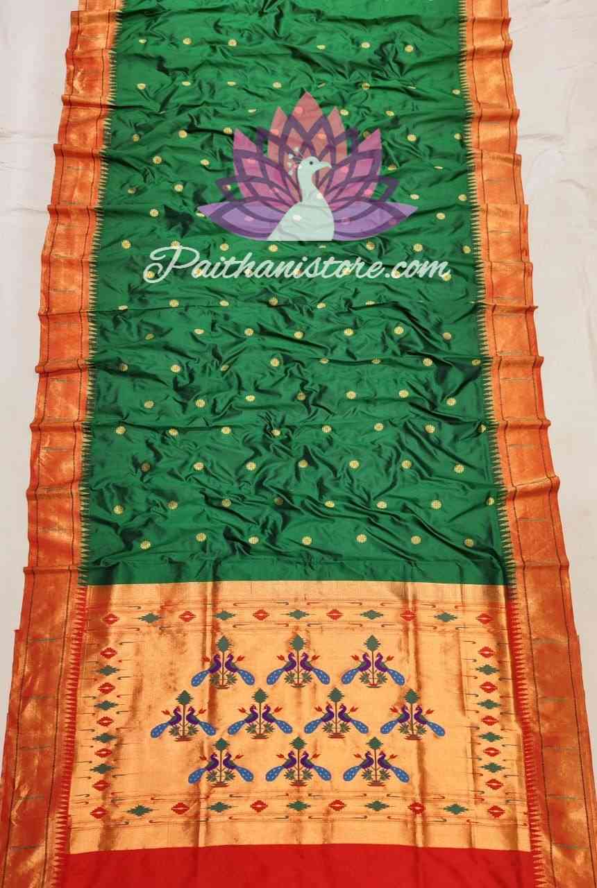 Green Single Muniya Paithani Saree