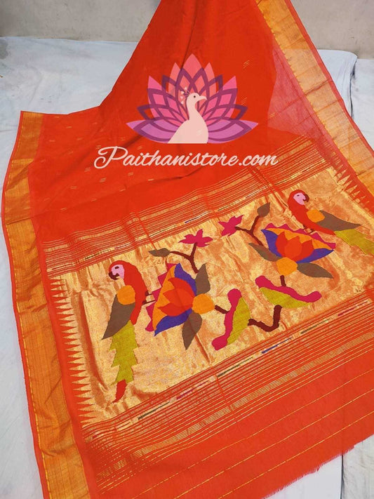 Handwoven Cotton Paithani Saree