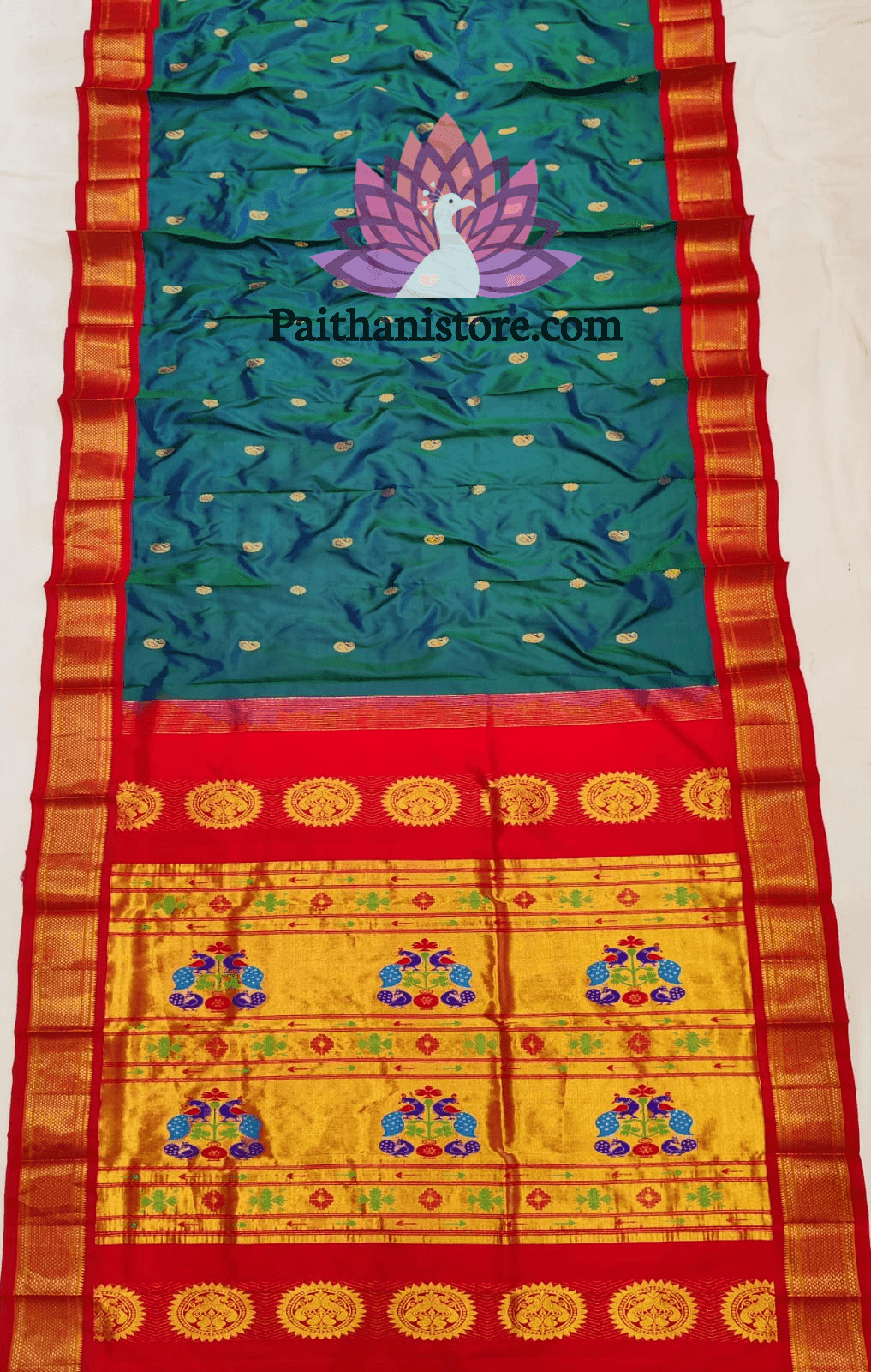 MORPANKHI- A SOFT COTTON, BAGRU PRINT SAREE IN SHOT COLOURS OF TURQUOI –  MOS Preloved