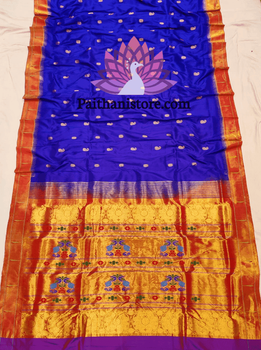 Muniya Paithani Saree with Beautiful Peacock Motifs