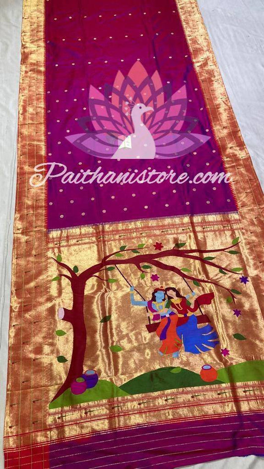 Paithani Silk Handloom Saree with Triple Muniya Border Saree