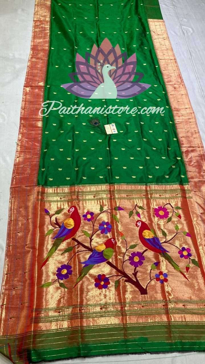 Buy Very Much Indian Pure Silk Handloom Yeola Paithani - Traditional Double  Pallu - Dark Blue With Purple Border Online at Best Price | Distacart