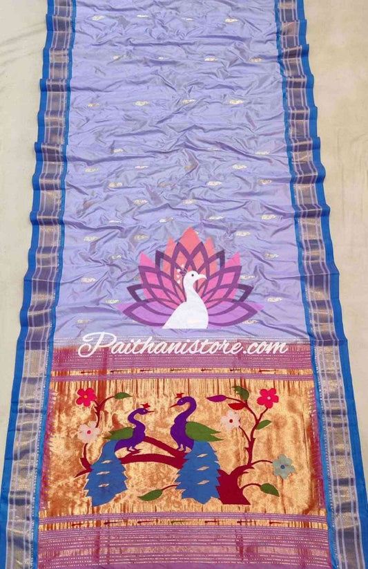 Peacock Pastel Color Pure Silk Paithani