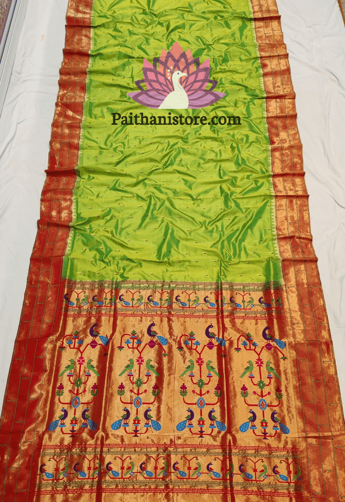 Peacock design Tripal Muniya Paithani Sarees