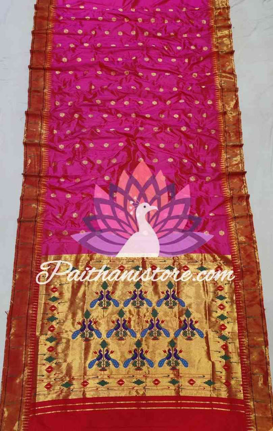 Pink Single Muniya Paithani Saree