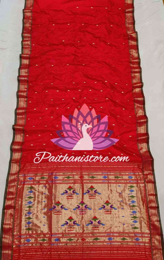 Red Pure Silk Handloom Paithani