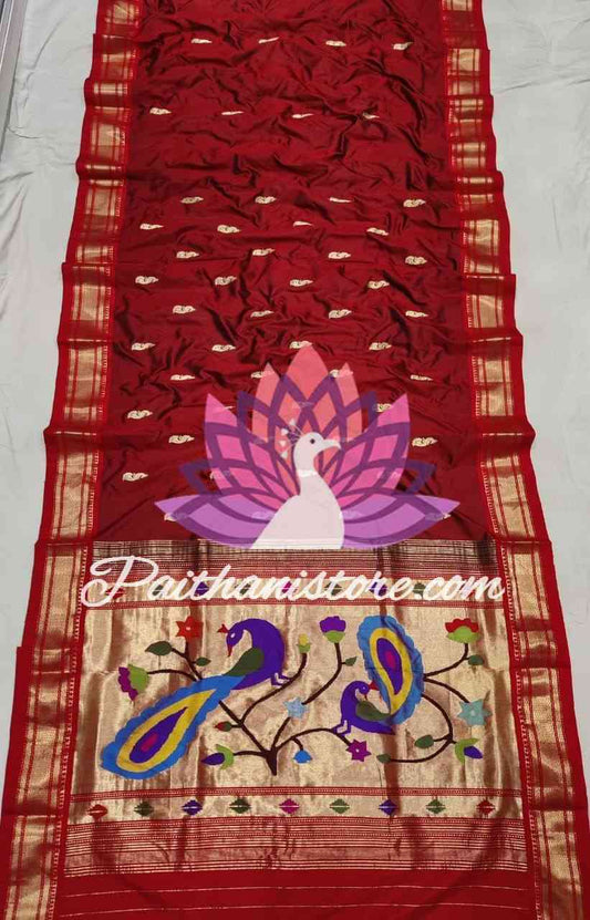 Red Pure Silk Yeola Paithani