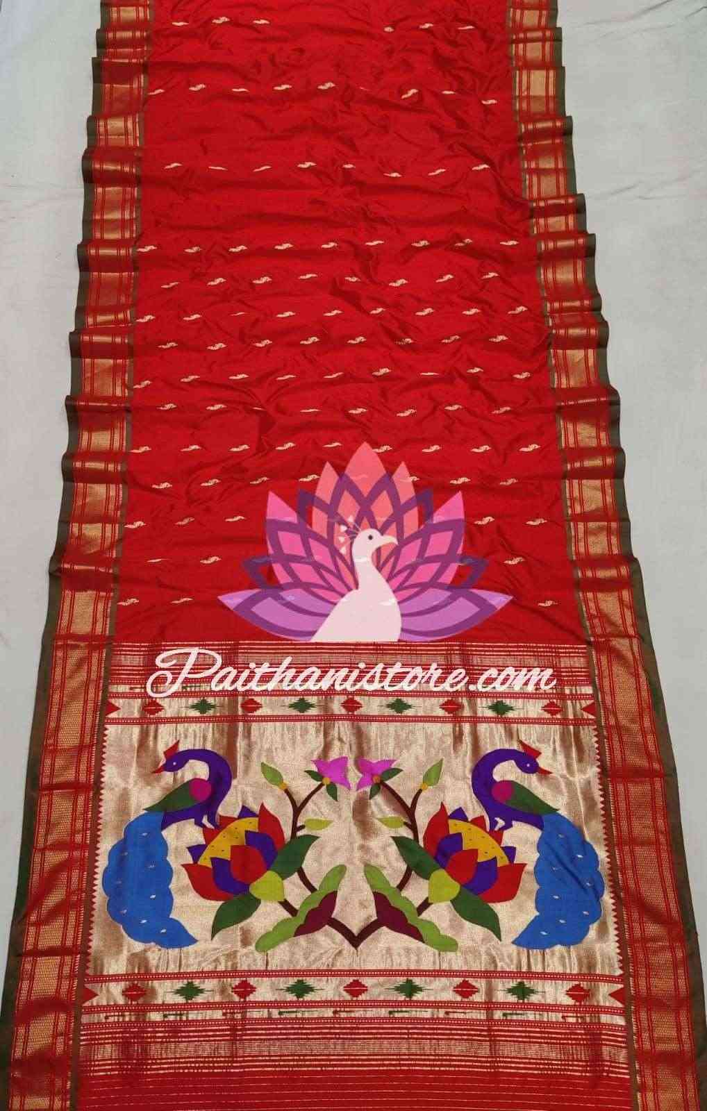 Red Traditional Pure Silk Yeola Paithani