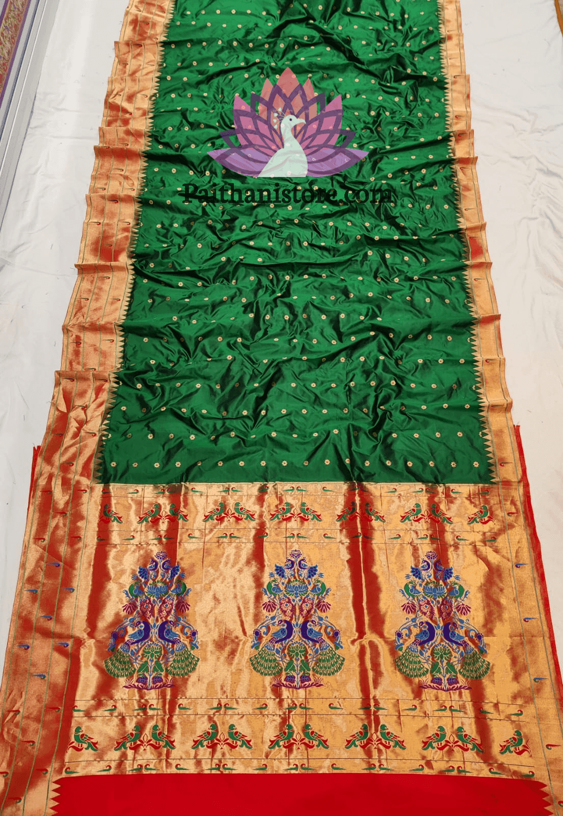 Traditional Tripal Muniya Paithani Sarees