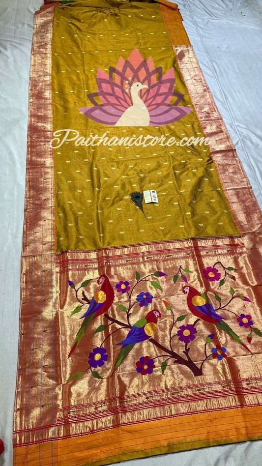 Tripal Muniya Pure Silk Paithani