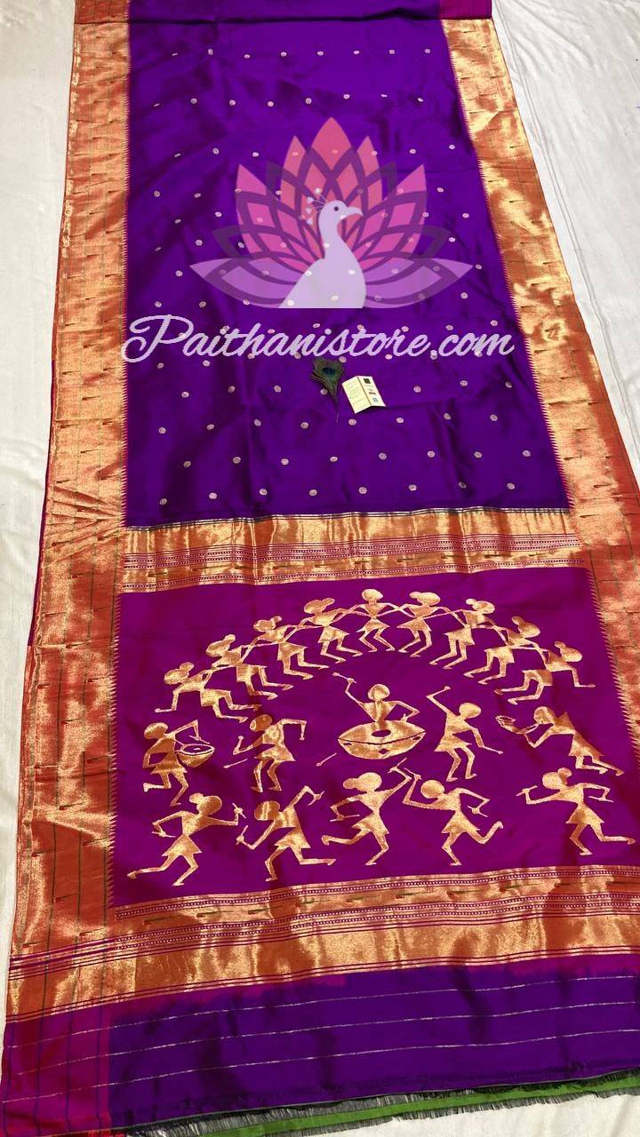 Tripal Muniya Warli Design Paithani