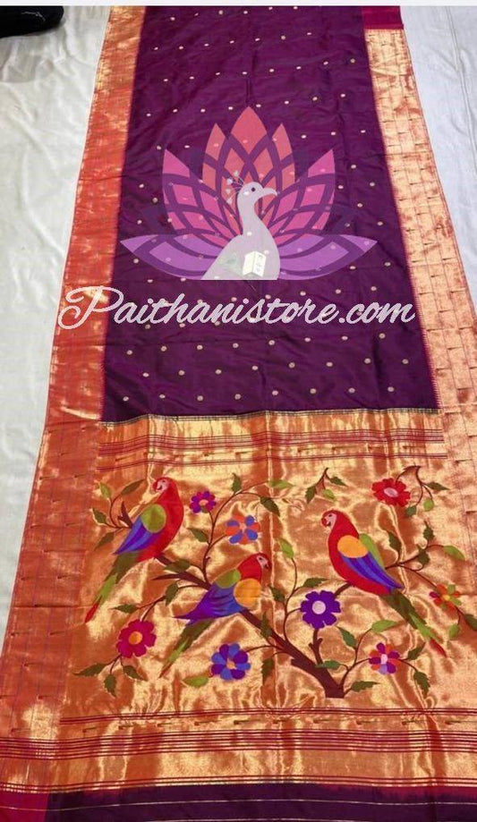 Triple Muniya Border Silk Paithani