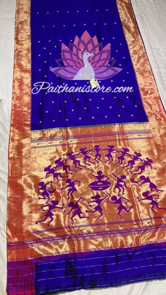 Triple Muniya Paithani - 100 % Natural Silk & Handmade saree