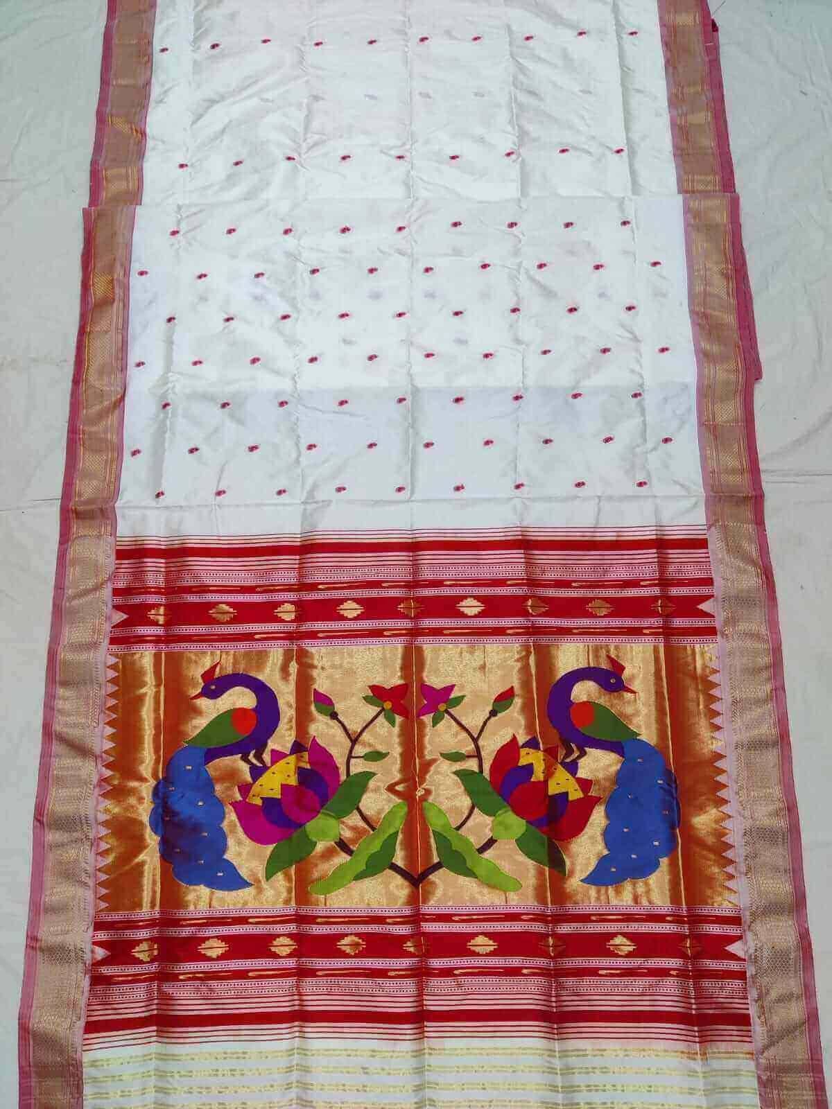 White Pure Silk Handloom Paithani