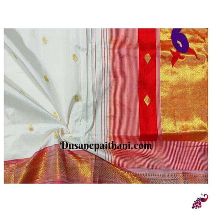 White Pure Silk Handloom Paithani