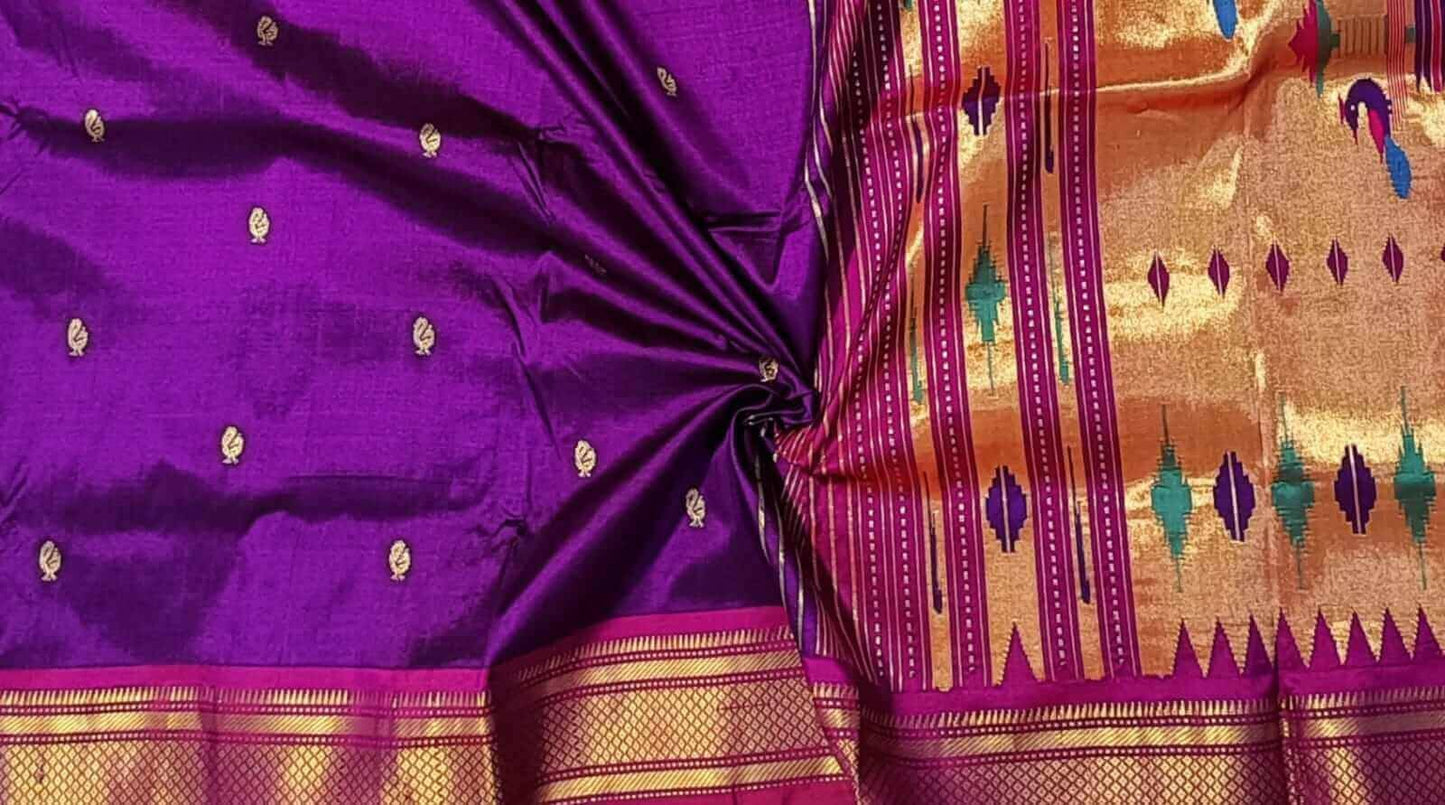 Wine Colour Saree | Paithani Saree