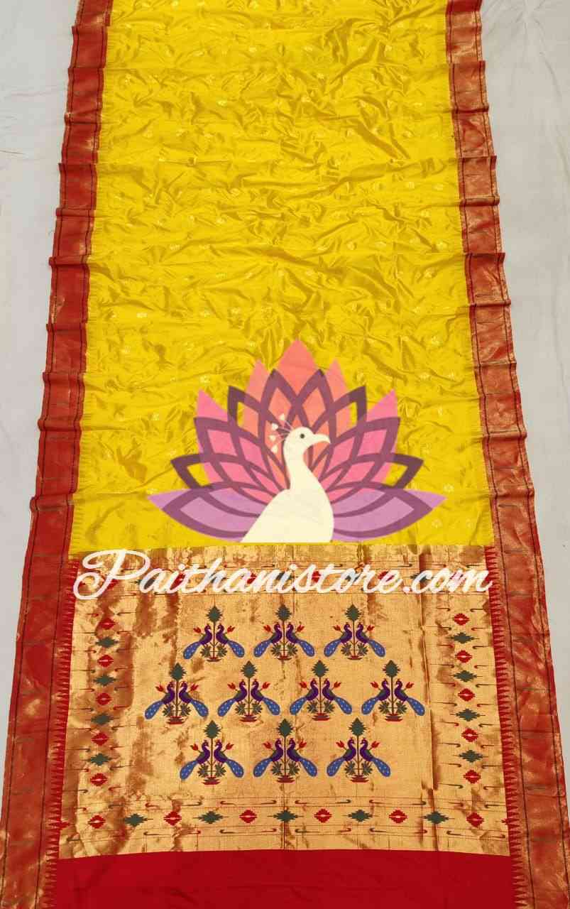 Yellow Single Muniya Paithani Saree